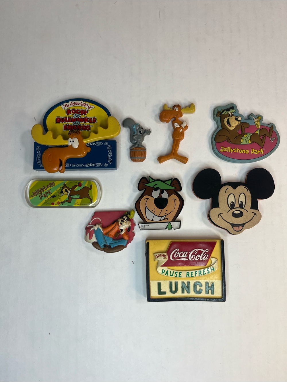 Vintage Yogi Bear Yellowstone Rocky and Bullwinkle Magnet Set Mickey